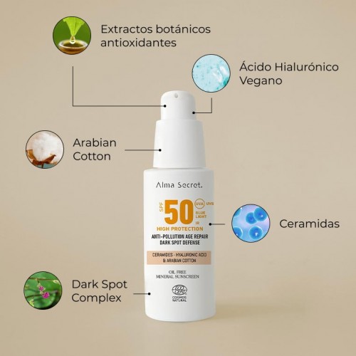 CREMA FACIAL CON COLOR CON ALTA PROTECCIÓN SOLAR SPF 50