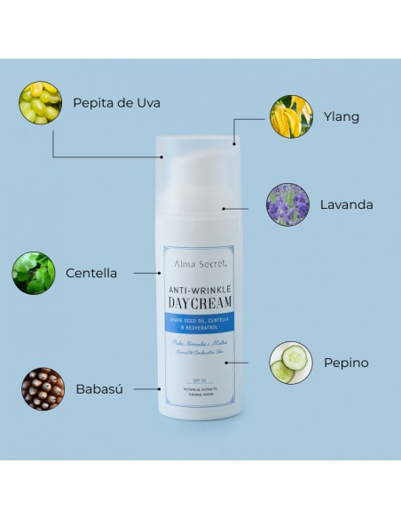 HIDRATANTE ANTIARRUGAS CON PEPITA DE UVA, CENTELLA & RESVERATROL SPF 20