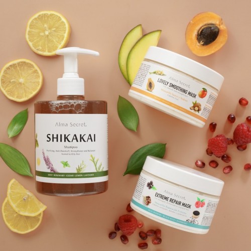 PACK CAPILAR SHIKAKAI + LOVELY SMOOTHING MASK + EXTREME REPAIR MASK.