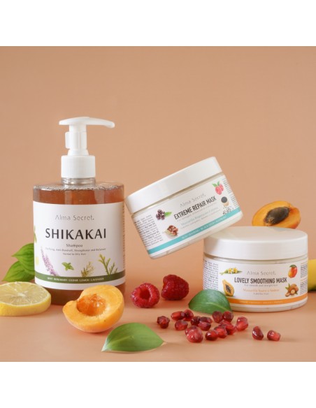 PACK CAPILAR SHIKAKAI + LOVELY SMOOTHING MASK + EXTREME REPAIR MASK.