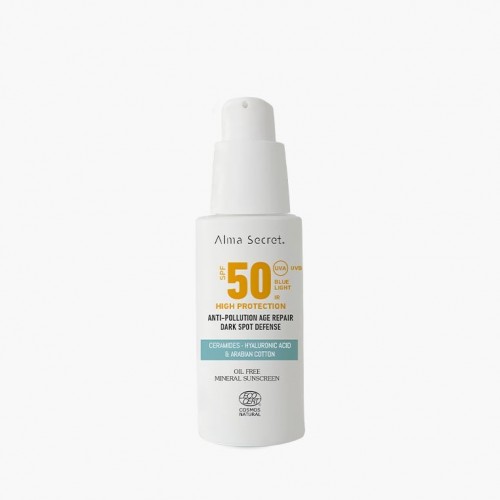 CREMA FACIAL CON ALTA PROTECCIÓN SOLAR SPF 50, CERAMIDAS Y COMPLEJO ANTIMANCHAS