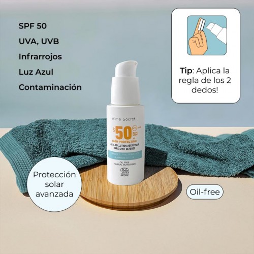 CREMA FACIAL CON ALTA PROTECCIÓN SOLAR SPF 50, CERAMIDAS Y COMPLEJO ANTIMANCHAS