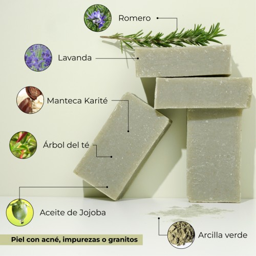 JABÓN RHASSOUL Y ARCILLA VERDE PIEL GRASA